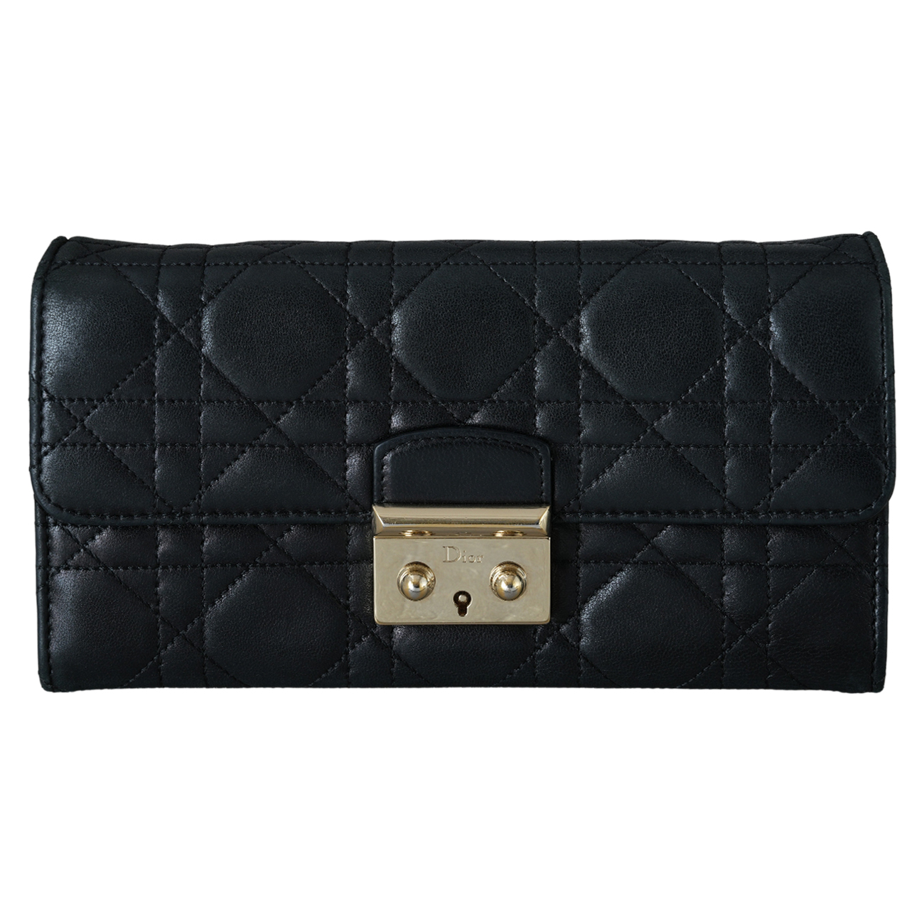 CHRISTIAN DIOR(USED)크리스찬디올 까나쥬 체인 플랩 장지갑 블랙